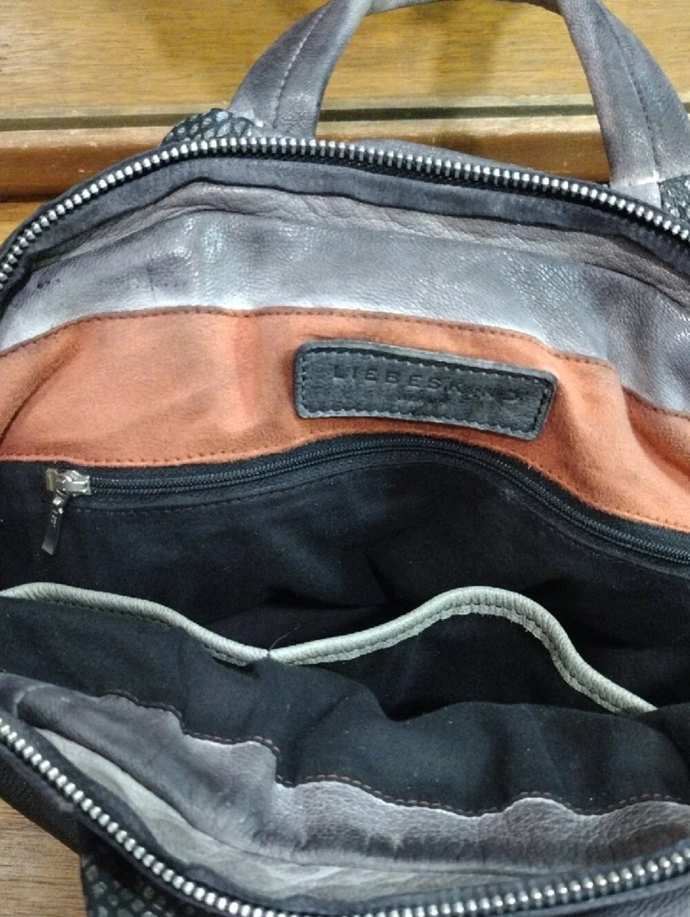 Textured Gray Snake-Print Tote with Leather Sides